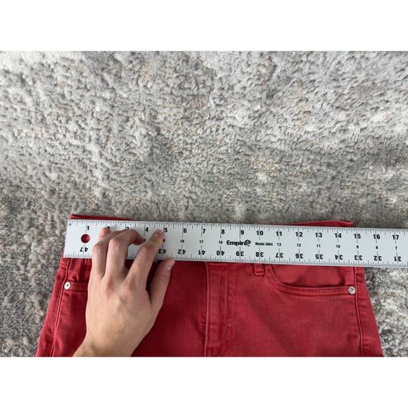Banana Republic Womens Size 28 Long Mid Rise Skinny Denim Jeans Red Button Zip - Picture 5 of 12